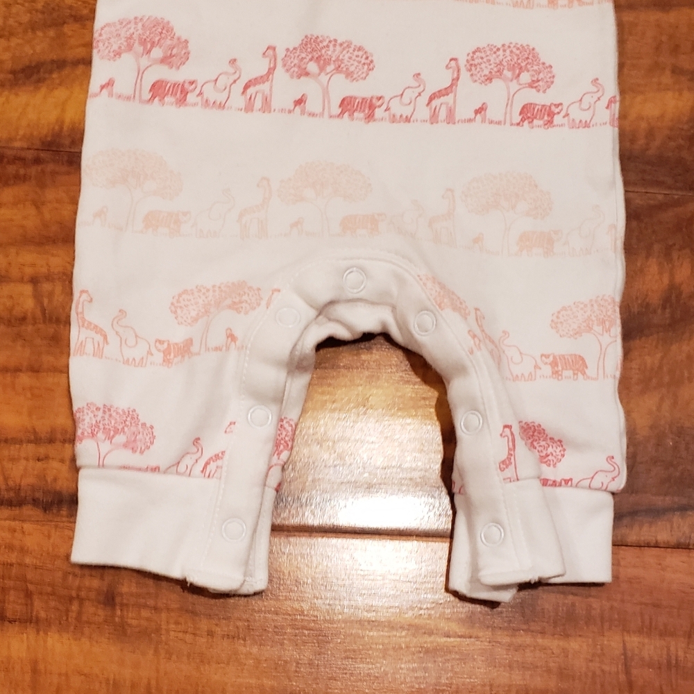 Janie and Jack EUC Newborn pink animal print one piece romper - Picture 3 of 6